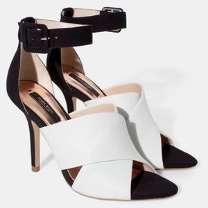 NWT White Zara Heeled Sandal with Mirror detail