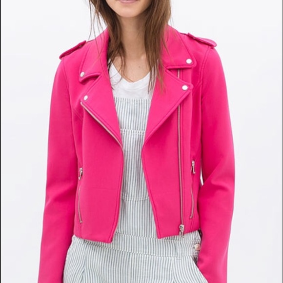 Zara Pink Short Biker Jacket NWT