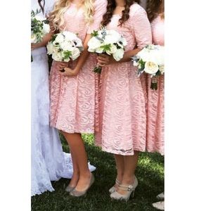 MIKAROSE Midi Light Pink Lace Dress