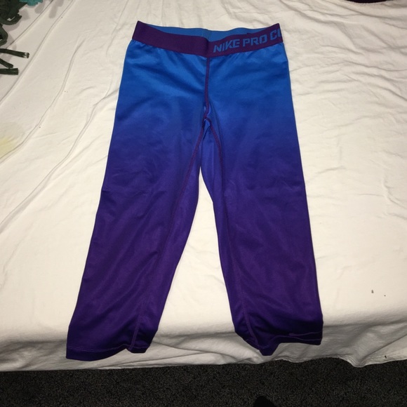 Blue and purple ombré Nike Pro Combat leggings