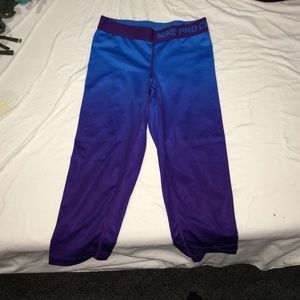 Blue and purple ombré Nike Pro Combat leggings