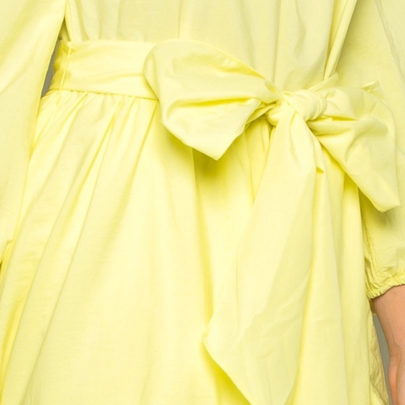 Long Sleeved Off The Shoulder Dress-LEMON - Picture 3 of 3