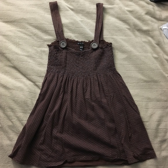 Brown with Blue Polka Dots Tank