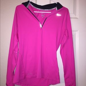 Hot pink Nike dri fit running long sleeve