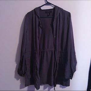 Drawstring Olive Green Lightweight Utility Jacket