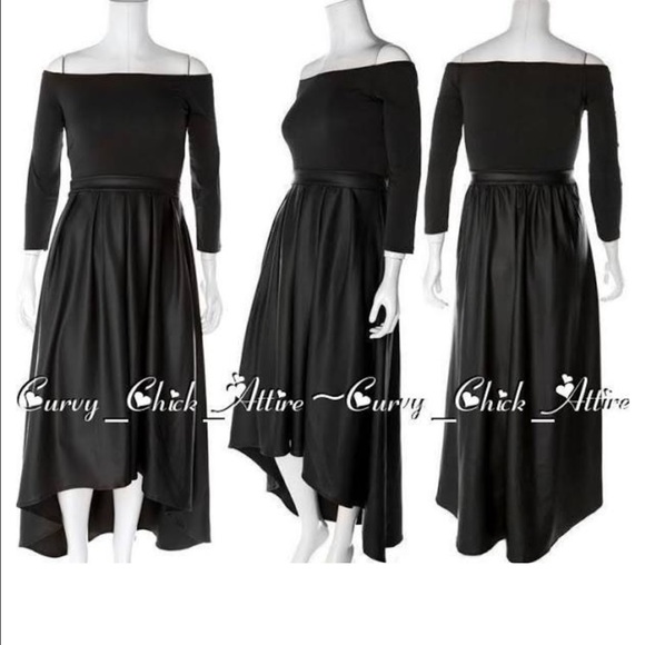 Hi-low Faux Leather Maxi Dress