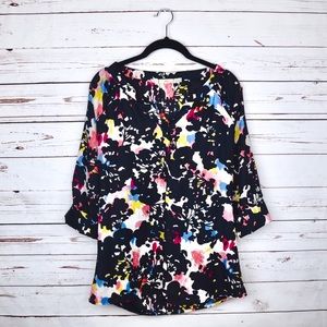 Black and Colorful Print Blouse
