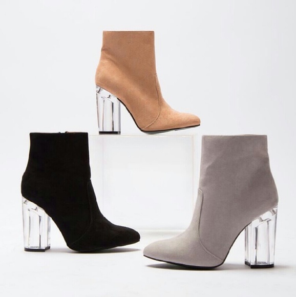 //The Emilia// Lucite heel light grey booties - Picture 3 of 5