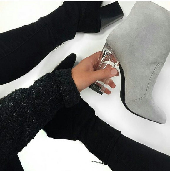 //The Emilia// Lucite heel light grey booties - Picture 4 of 5