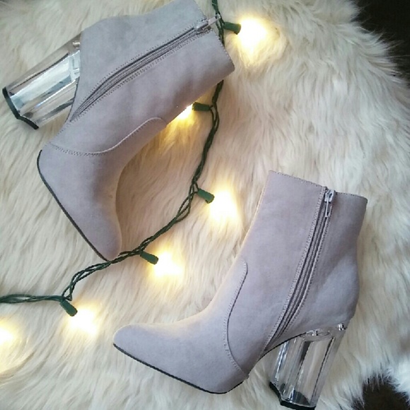 //The Emilia// Lucite heel light grey booties - Picture 2 of 5
