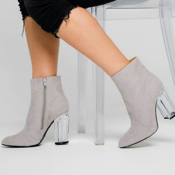 //The Emilia// Lucite heel light grey booties - Picture 5 of 5