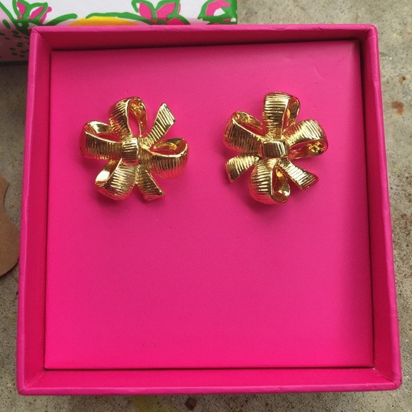 🎀HP 1/6🎀 Lilly Pulitzer 962 Gold Bowtie Earrings - Picture 3 of 4