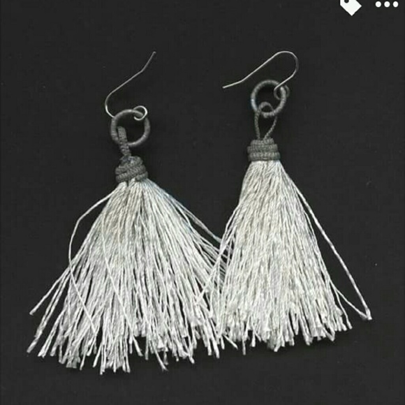Handmade white tassel earrings