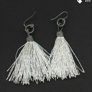 Handmade white tassel earrings