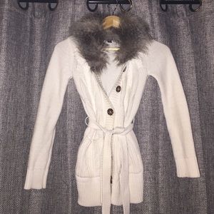 sweater jacket with fur collar!!