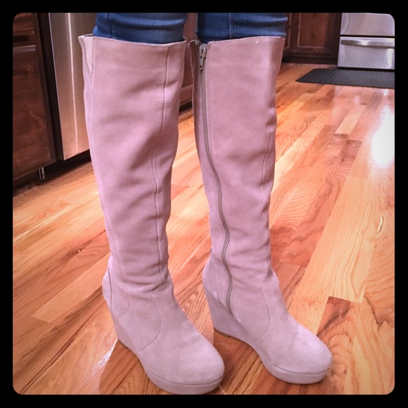 Steve Madden Ashleey Sand Suede Knee High Boots