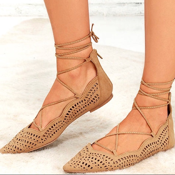 Light brown cutout lave up flats - Picture 4 of 4