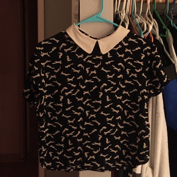 Fox pattern Peter Pan blouse