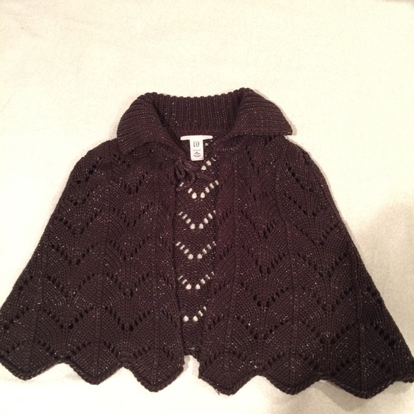 Gap girls open poncho in sparkling brown size 4-6 - Picture 1 of 3