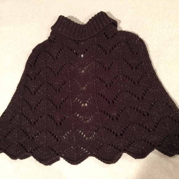 Gap girls open poncho in sparkling brown size 4-6 - Picture 3 of 3