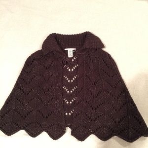 Gap girls open poncho in sparkling brown size 4-6