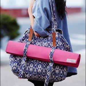 Large Aztec Print Tote Bag W/ Yoga Mat Holder