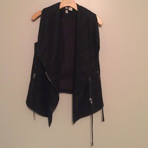 Faux Leather Vest with Tassles At each Zipper