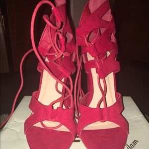 Red suede heels