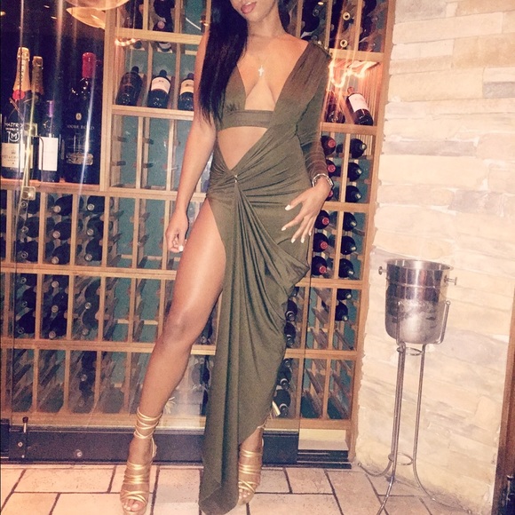 GORGEOUS Olive/Army Two-way Milani Gown - Picture 2 of 4