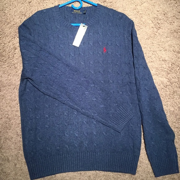 Polo Ralph Lauren L Blue Sweater, 100% Tussah Silk