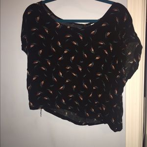 Cute crop black and feathered top