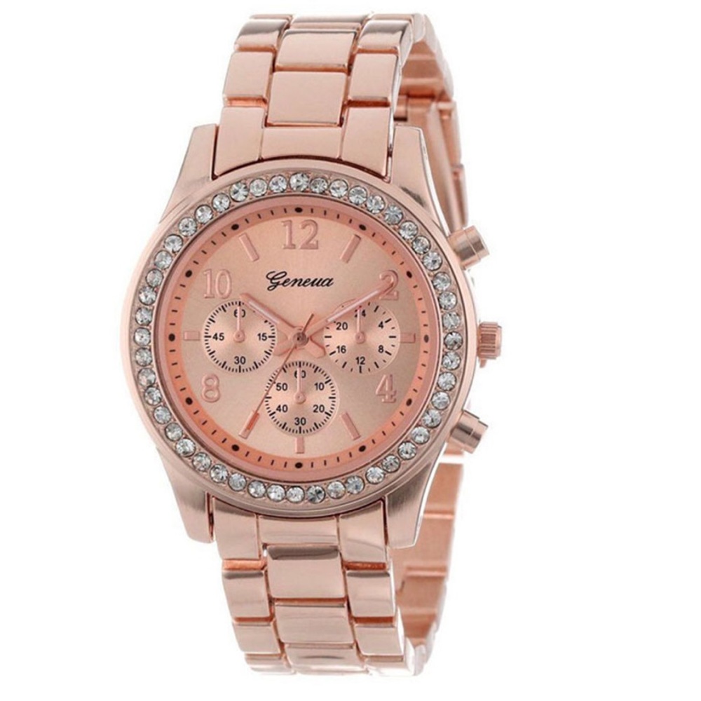 Casual Geneva Gold Diamond Quartz Watch