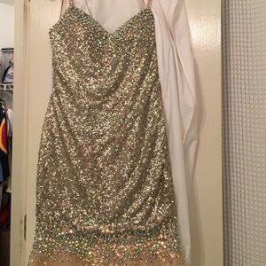 La Femme Champagne Prom Dress