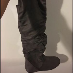 Grey over the knee boot
