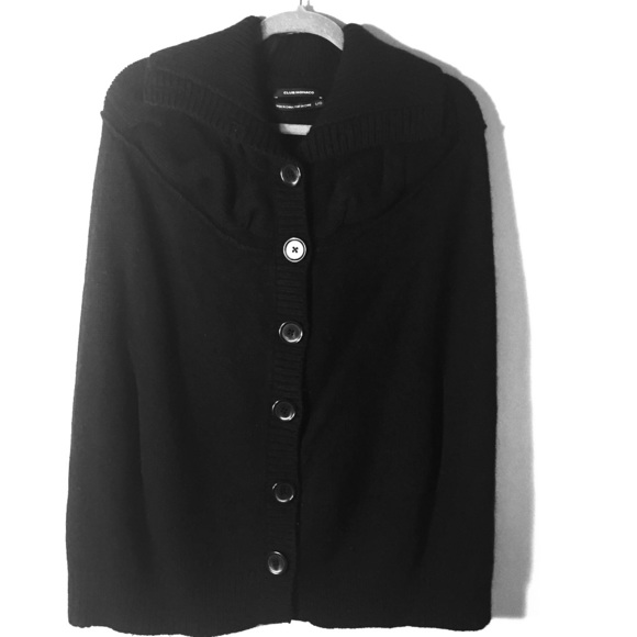 Club Monaco black button front Cardigan cape Lg