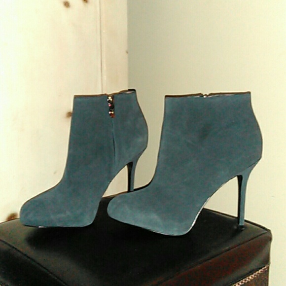 Gray suede ankle boots