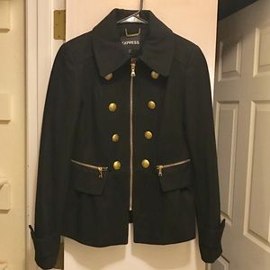 Military peplum wool blend coat