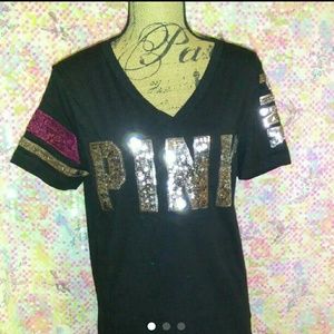 NWT PINK LIMITED RELEASE Bling V-Neck Crew