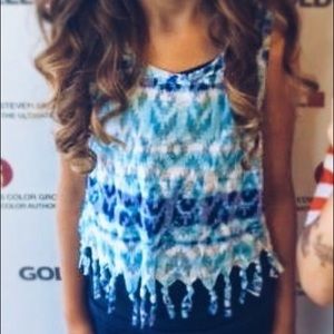 (3 items) Girls aztec top, jeans bracelet