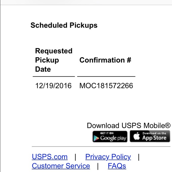 Package pickup confirmation 12/19