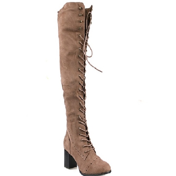 1 LEFT! Suede OTK Lace Up Boots - Picture 2 of 4