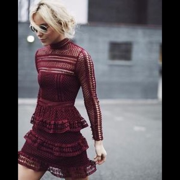 Self Portrait High Neck Lace Paneled Dress - Picture 3 of 4