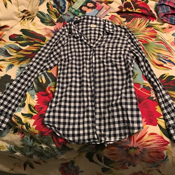 Navy gingham j. crew button down