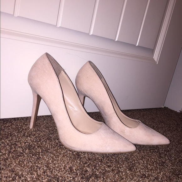 Baby Pink Suede Heels