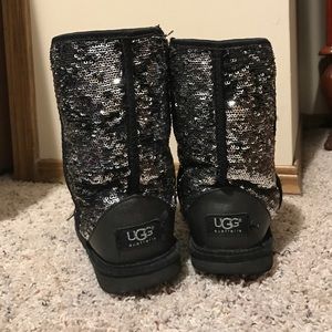 Black and Silver UGGS, reversible sparkles