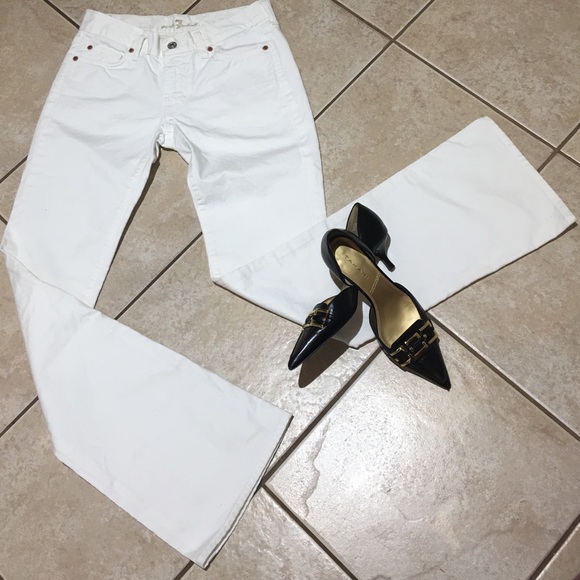7 For All Mankind Denim - 7 for all mankind white boot cut jeans