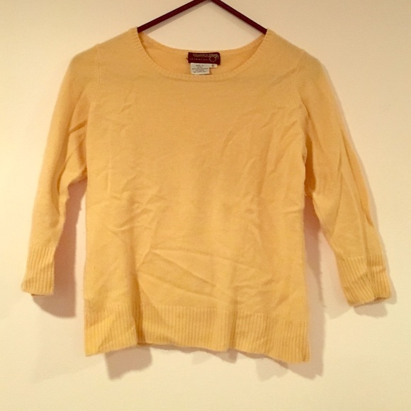 Yellow 3/4 sleeve cashmere sweater