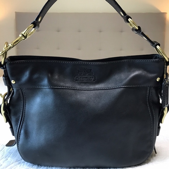Classic Black Coach Zoe Leather Handbag