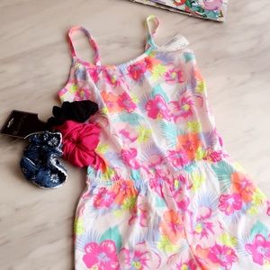 (2 items) NWT girls sz 5-6 tropical romper