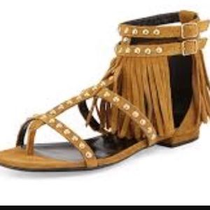 Fringe suede sandals